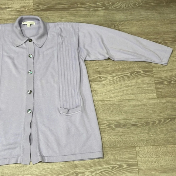 Jennifer Tyler Cashmere Silk Lavender Button Front Cardigan Sweater Pockets S - Picture 9 of 16